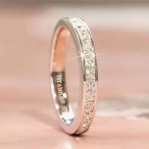 💙 Elegant Silver Swarovski Crystal Eternity Band Ring 💙